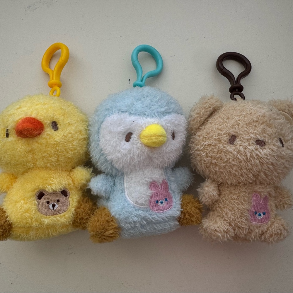 Cute Plush Keychain Set - Chick, Penguin, Bear